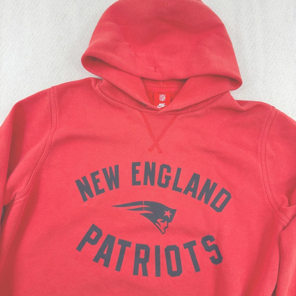 Nike NFL New England Patriots Coral Red Graphic Hoodie Mens L Sweatshirt Bloke